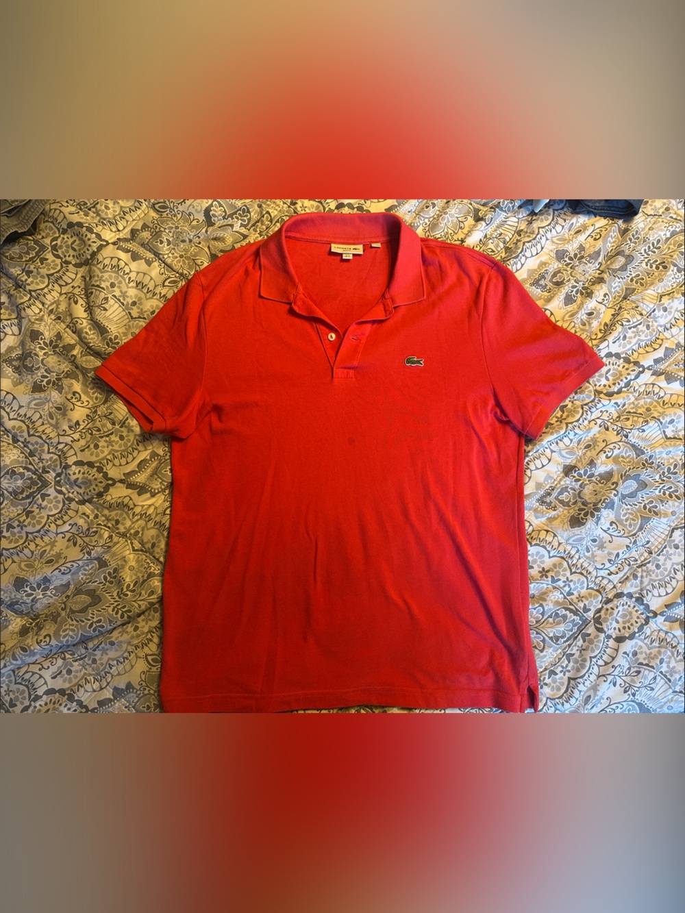 Lacoste Red Short-Sleeve Men's Polo with Crocodile Logo